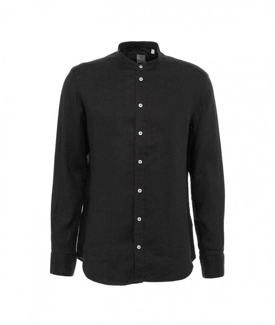 Bastoncino Camicia Simo In Lino Nero Clearance