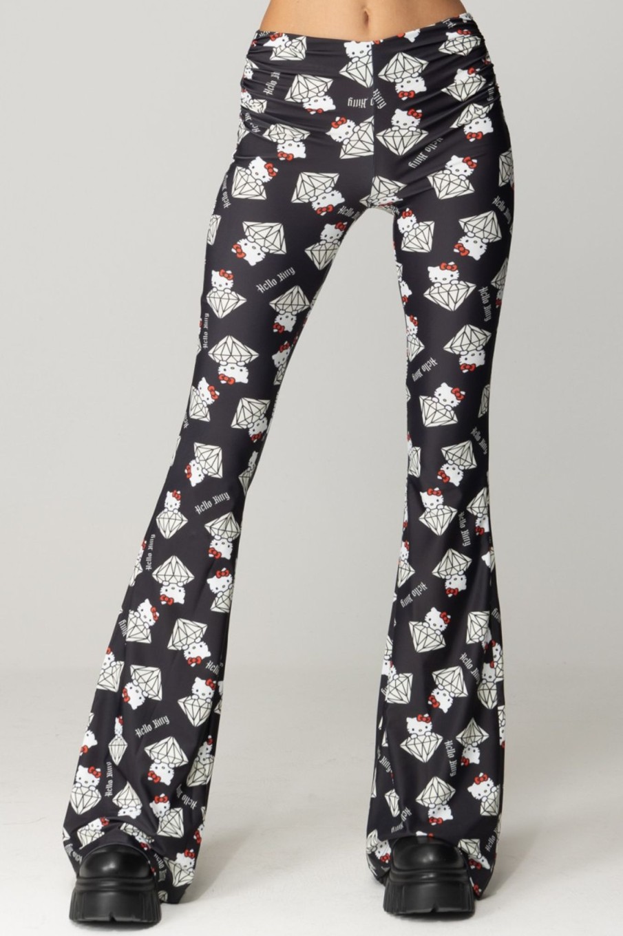 Aniye By Pantaloni A Zampa Stampa Diamond Kitty Clearance