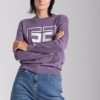 Elisabetta Franchi Pullover In Lana Con Logo Candy Violet/Burro Clearance