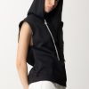 Pinko Felpa Hoodie Smanicata Con Coulisse Strass Nero Limousine Clearance