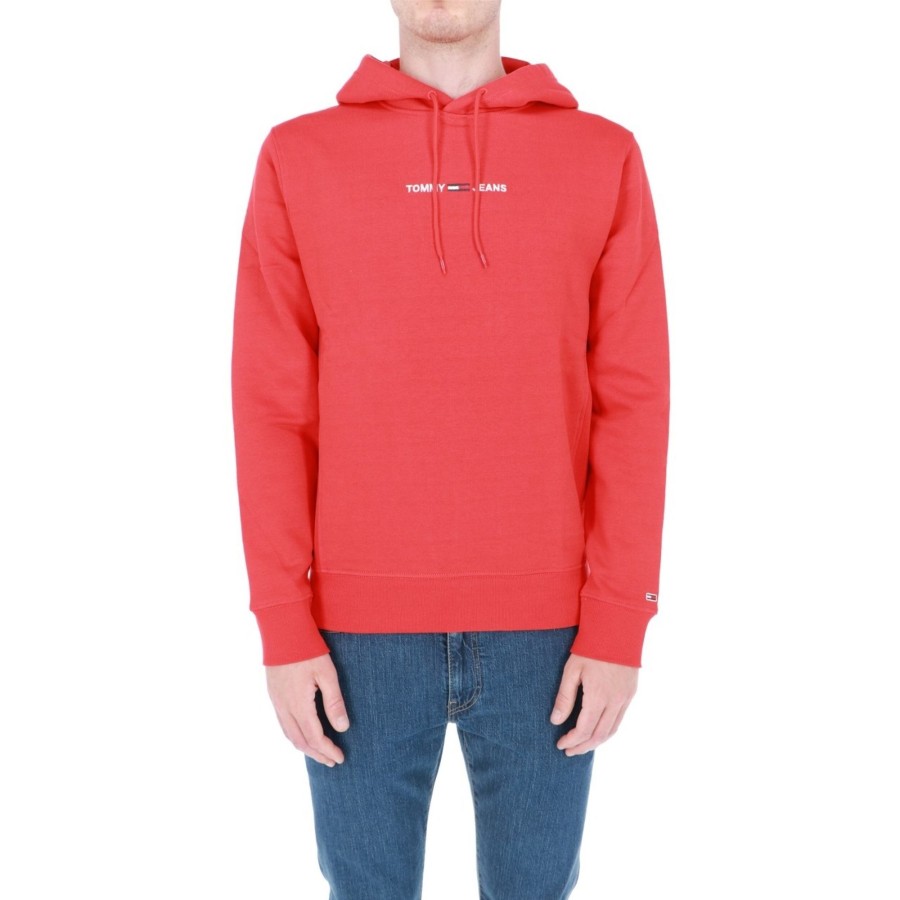 Tommy Hilfiger Felpa Toy Hilfiger Uoo Liear Logo Hood Fleece Xnl Deep Crison Xnl Deep Crimson New