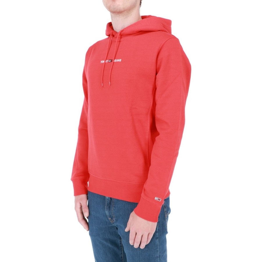 Tommy Hilfiger Felpa Toy Hilfiger Uoo Liear Logo Hood Fleece Xnl Deep Crison Xnl Deep Crimson New