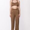 Gaelle Paris Crop Top Con Arricciature Marrone Biscotto Online