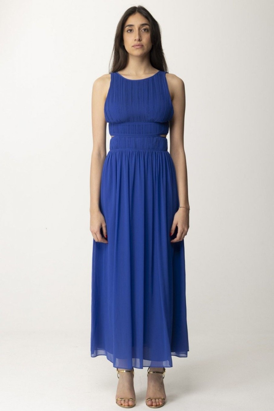 Patrizia Pepe Abito Lungo Pliss00E8 Con Cut-Out Blue Wave Online