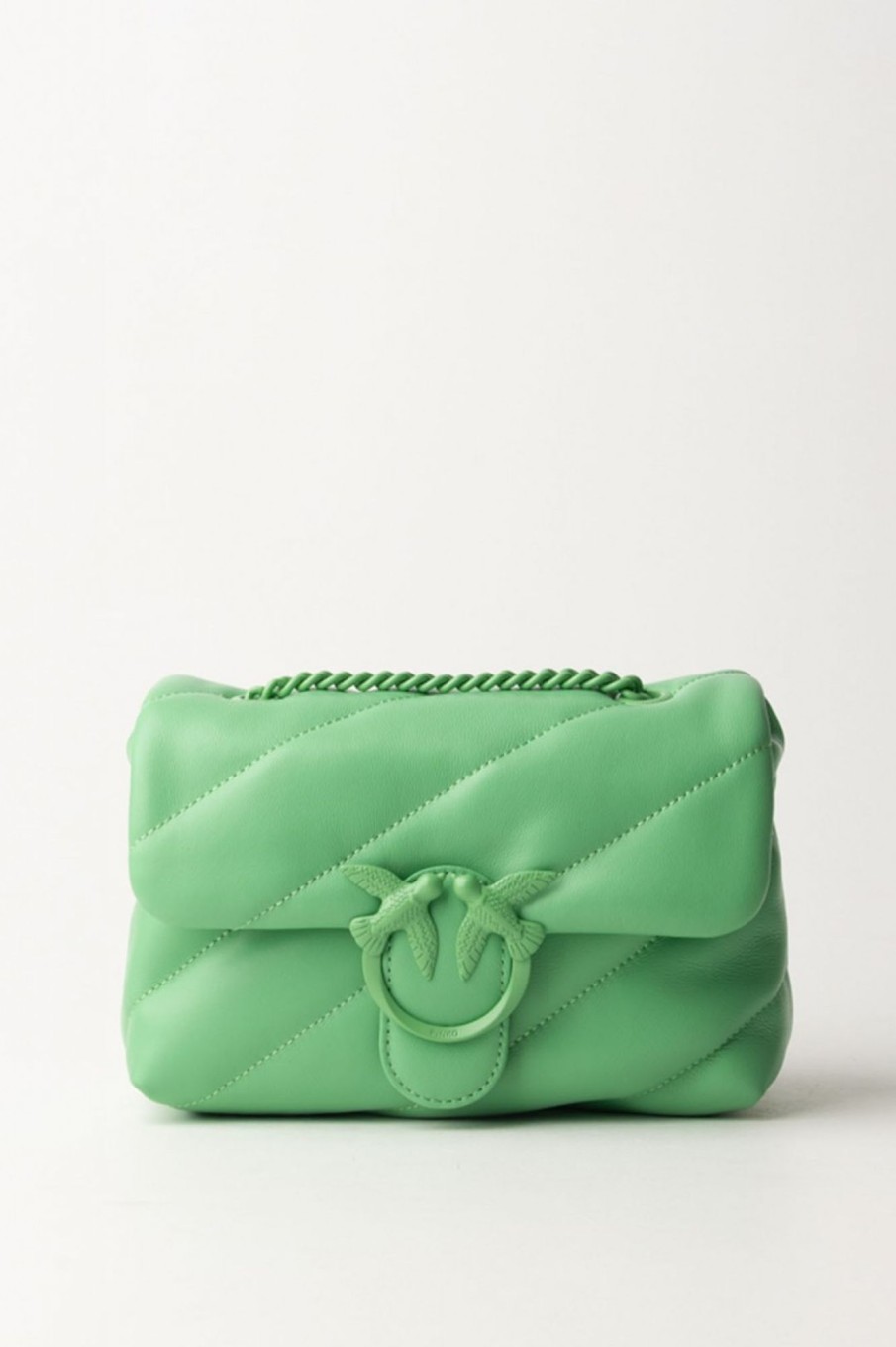 Pinko Borsa Love Puff Mini Con Trapuntatura Obliqua Verde Assenzio-Block Color Online