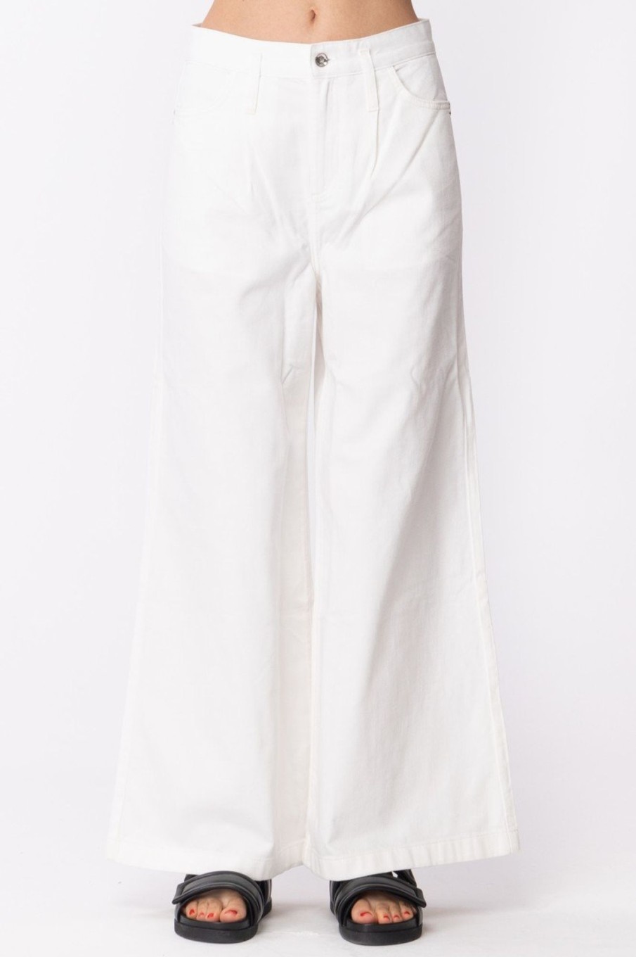 Patrizia Pepe Pantaloni Wide Leg In Denim Bianco Best