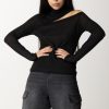 Patrizia Pepe Maglia A Collo Alto Con Cutout Nero Lurex Hot