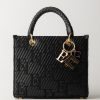 Elisabetta Franchi Shopper Piccola In Rafia Con Charms Nero Wholesale