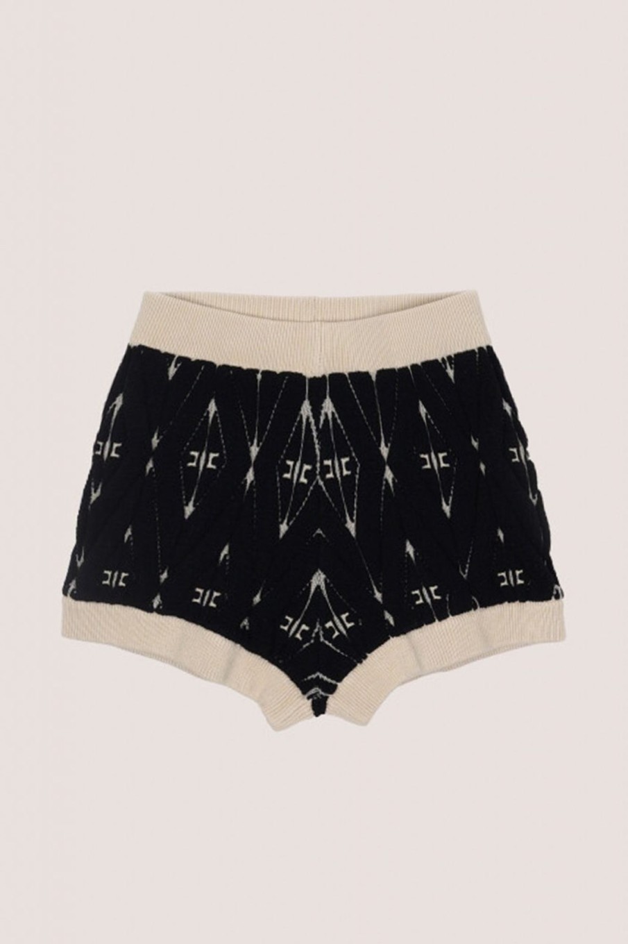 ELISABETTA FRANCHI BAMBINA Shorts In Maglia Bicolore Nero/Burro Hot