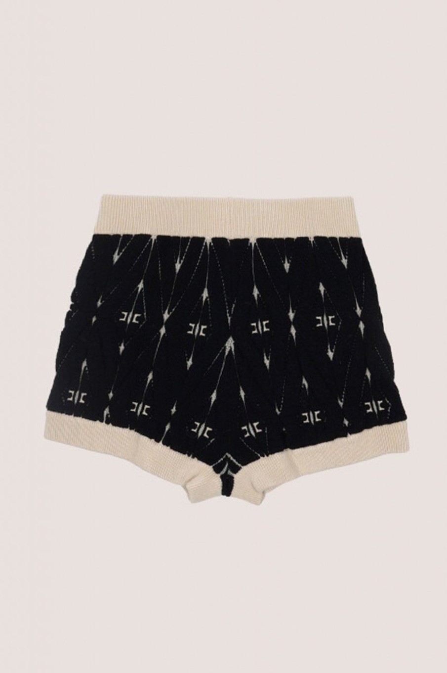 ELISABETTA FRANCHI BAMBINA Shorts In Maglia Bicolore Nero/Burro Hot