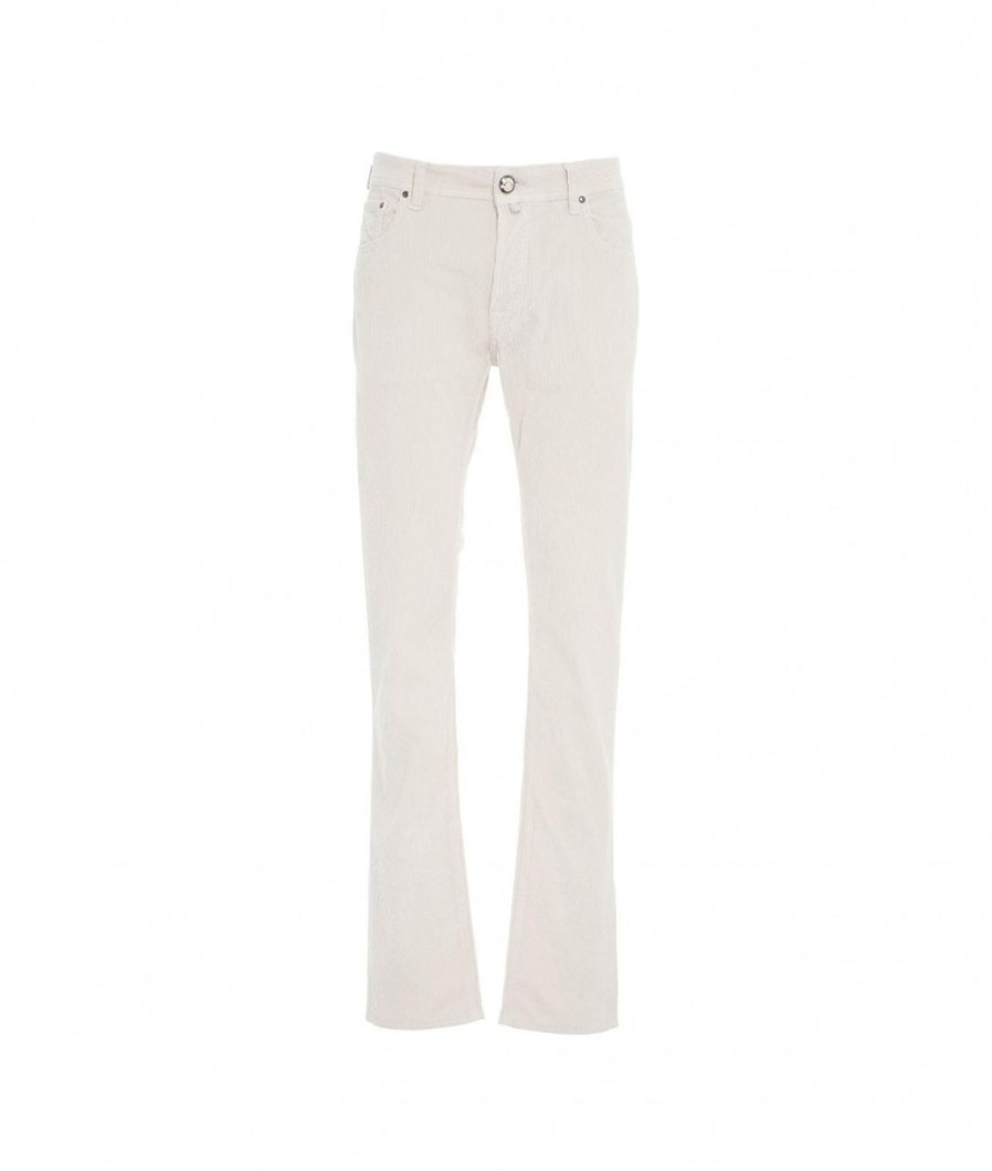 Jacob Cohen Pantalone In Velluto A Coste Bard Bianco Clearance