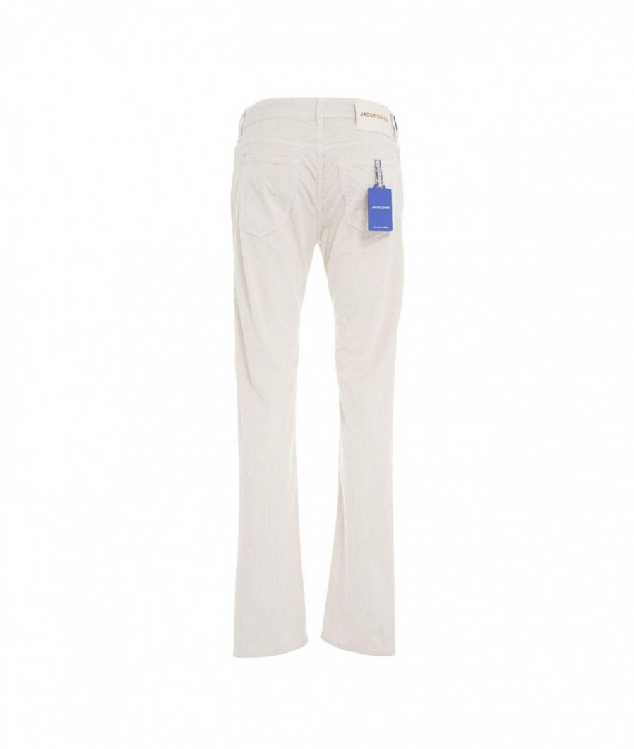 Jacob Cohen Pantalone In Velluto A Coste Bard Bianco Clearance