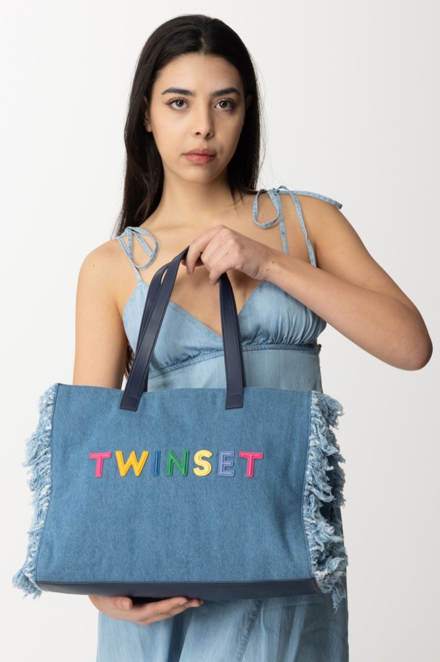 Twin-Set Tote Bag In Denim Online