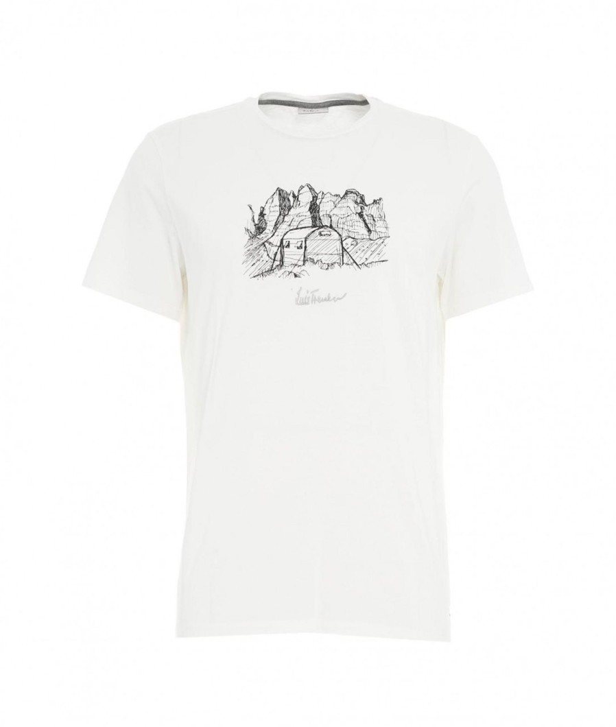 Luis Trenker T-Shirt Con Stapa Frontale Bianco Hot