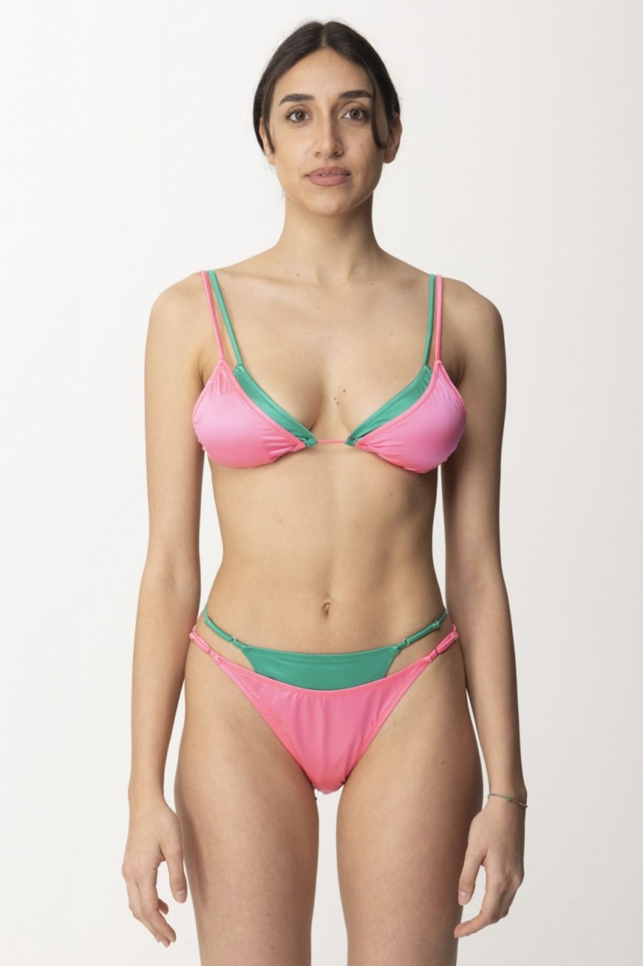 Me Fui Bikini A Triangolo Con Sovrapposizioni Fuxia Clearance