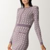 Elisabetta Franchi Mini Abito In Maglia Jacquard Candy Violet/Burro Wholesale