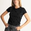 Elisabetta Franchi T-Shirt Con Stampa Loghi Flock Nero Online