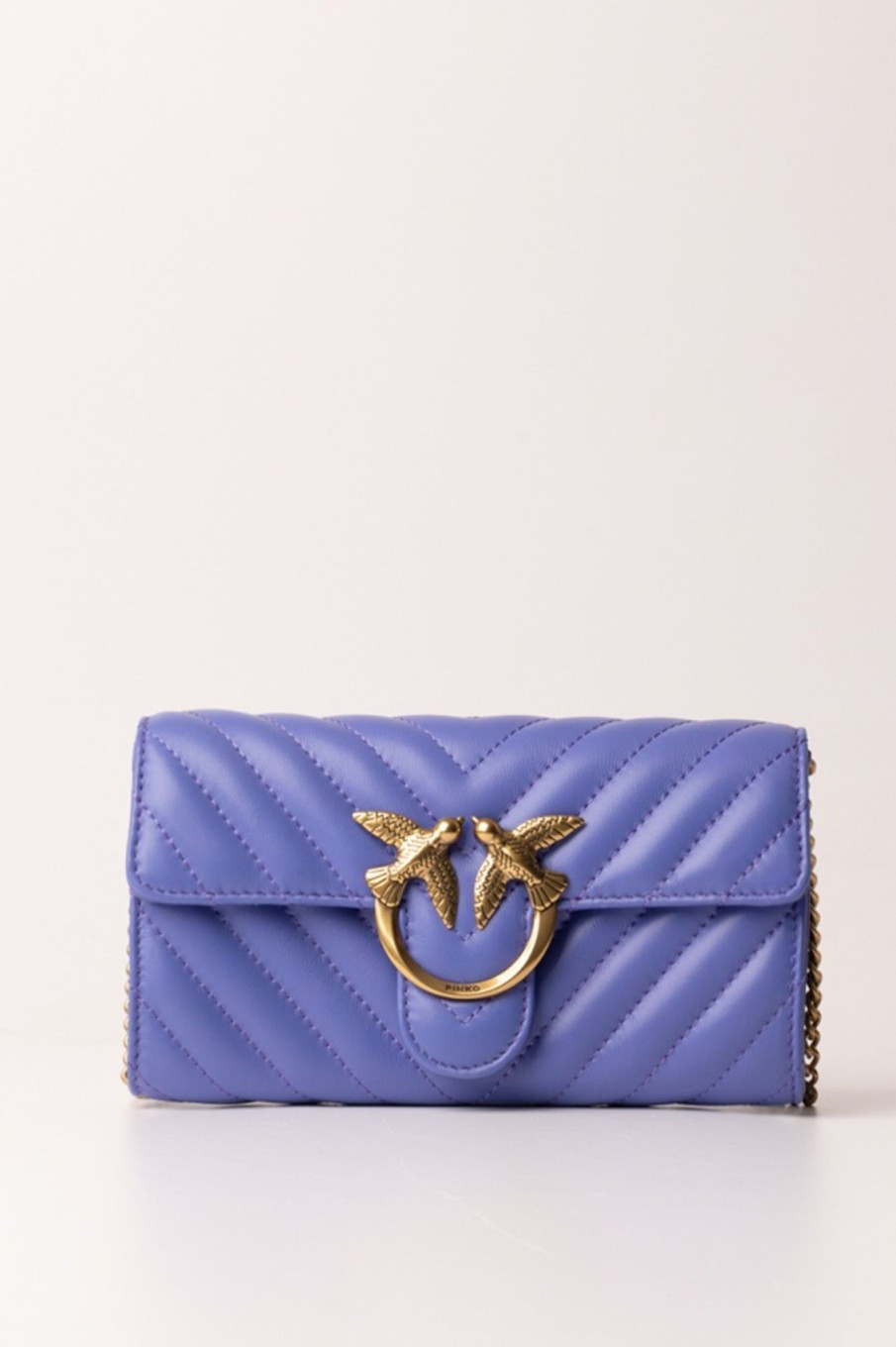 Pinko Love One Wallet Trapuntata Blu Di Corsica-Antique Gold Clearance