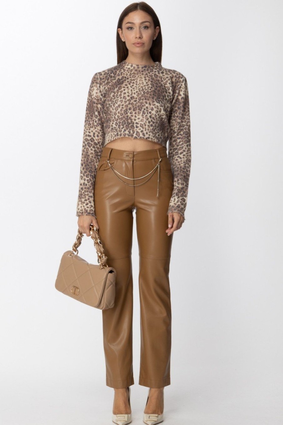 Aniye By Maglione Crop Con Stampa Animalier Dusty-Maku Hot