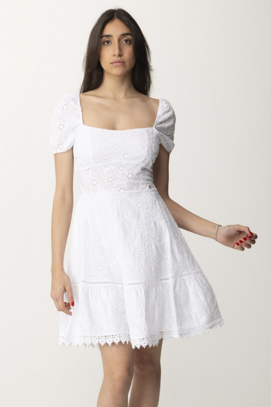 Guess Mini Dress In Sangallo Pure White Online