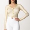 Elisabetta Franchi Cardigan Cropped Laminato Oro Wholesale