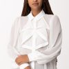 Gaelle Paris Blusa In Raso Con Volant Offwhite Wholesale