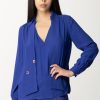 Elisabetta Franchi Camicia Con Foulard Logato Blue Indaco New