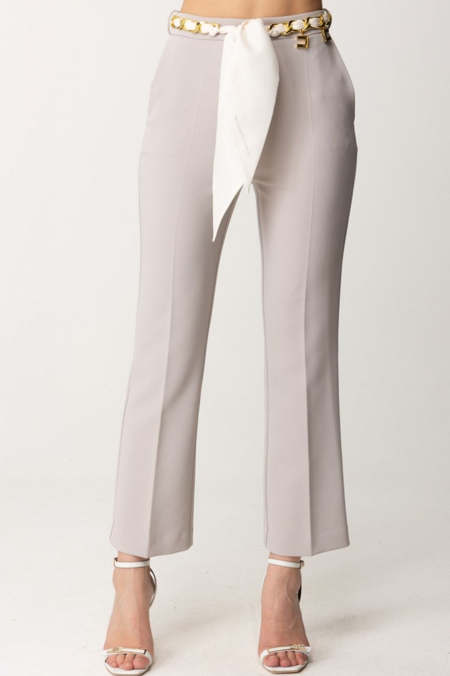 Elisabetta Franchi Pantaloni Con Cintura Foulard Perla Wholesale