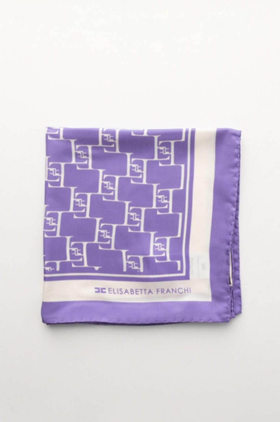 Elisabetta Franchi Foulard Grande Stampa Loghi Iris/Burro Online