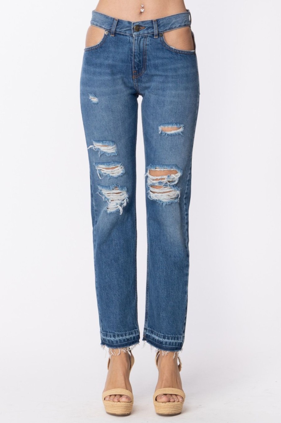 Aniye By Jeans Nancy Hole Con Rotture E Cut-Out Sky-Used Best