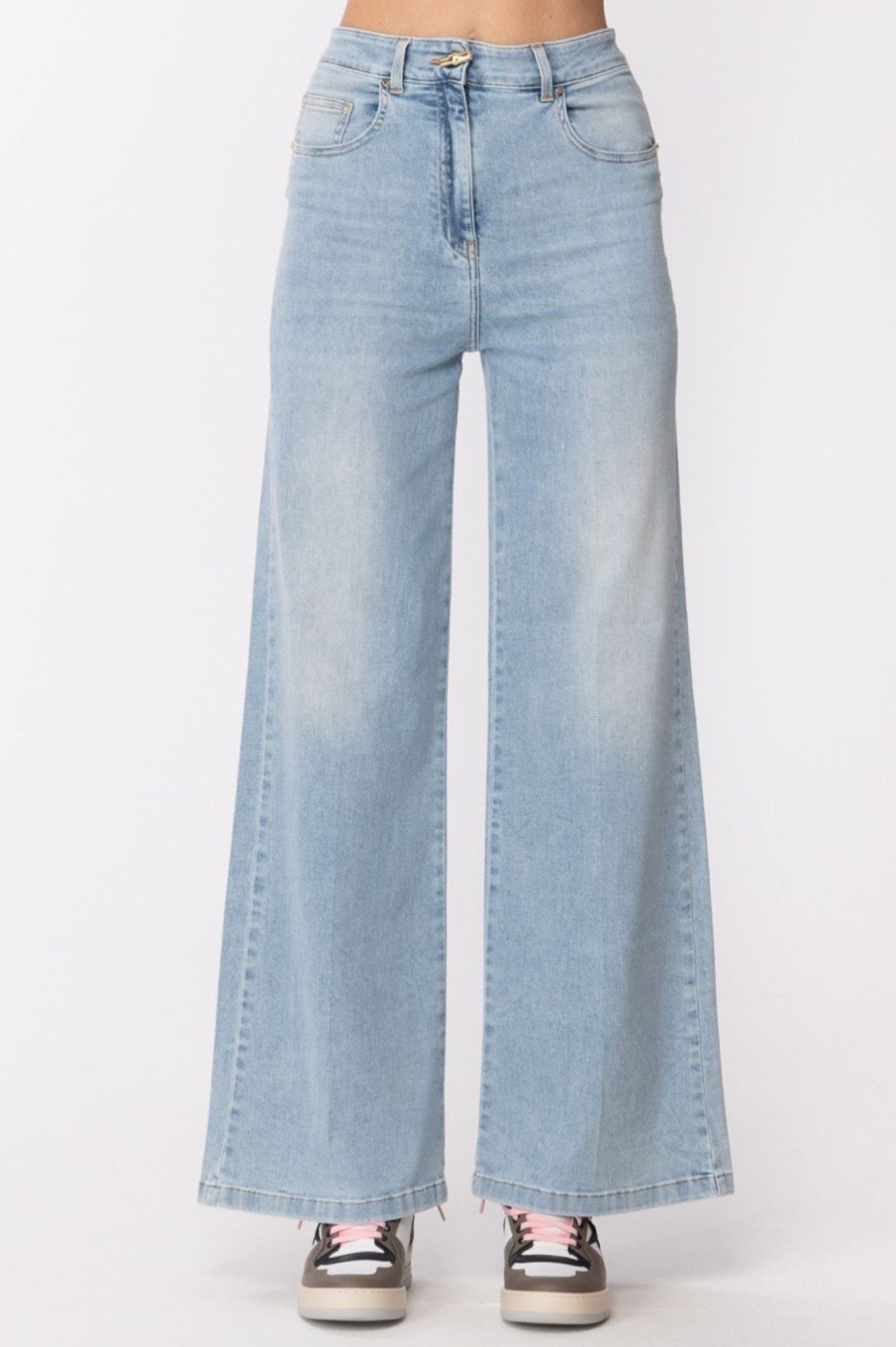 Simona Corsellini Jeans A Palazzo Light Blue Clearance