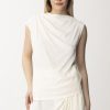 Semicouture Top Con Pieghe Asimmetrico Maika Ivory New