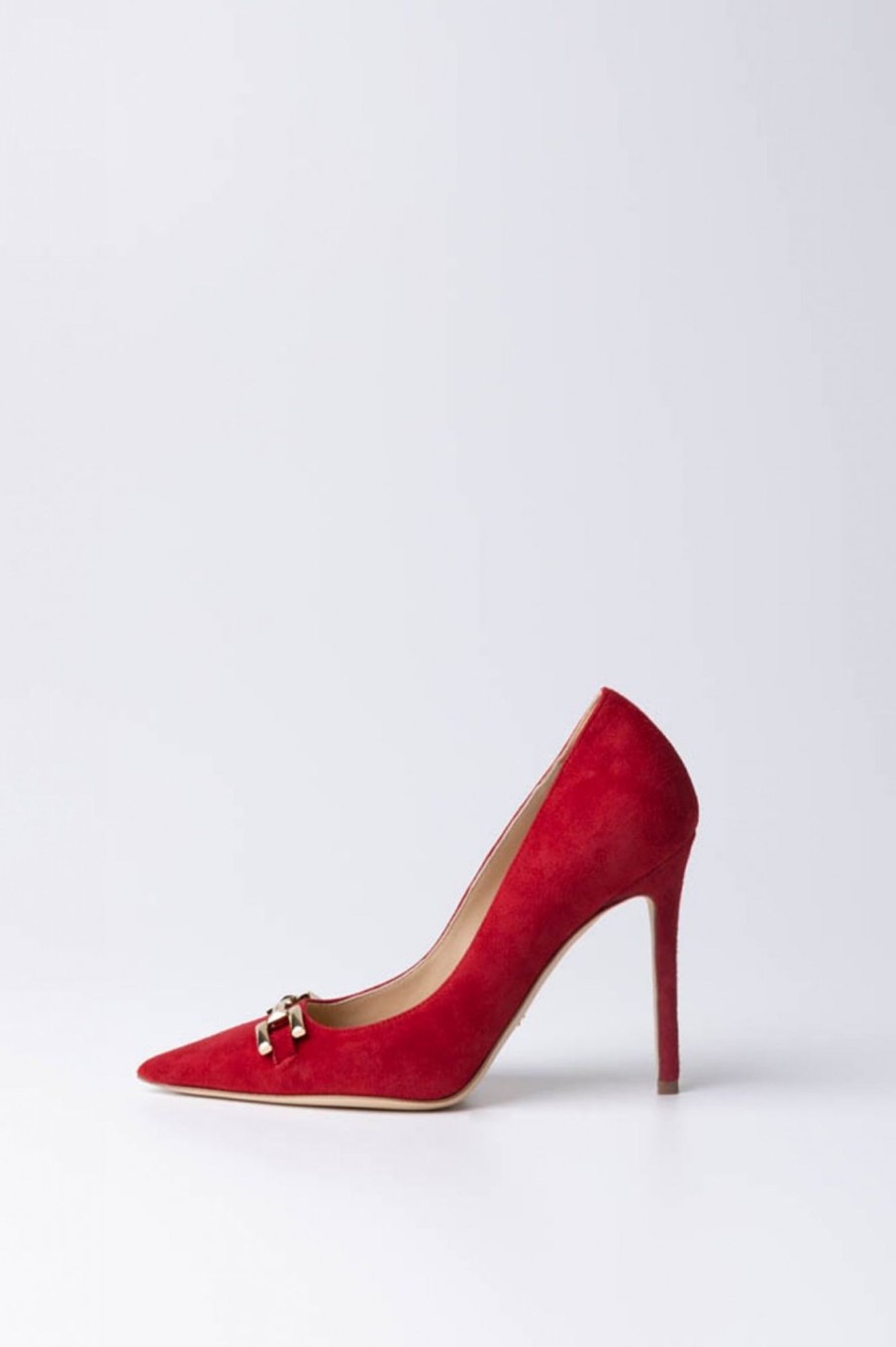 Elisabetta Franchi Decolletes In Camoscio Con Logo Red Velvet Online