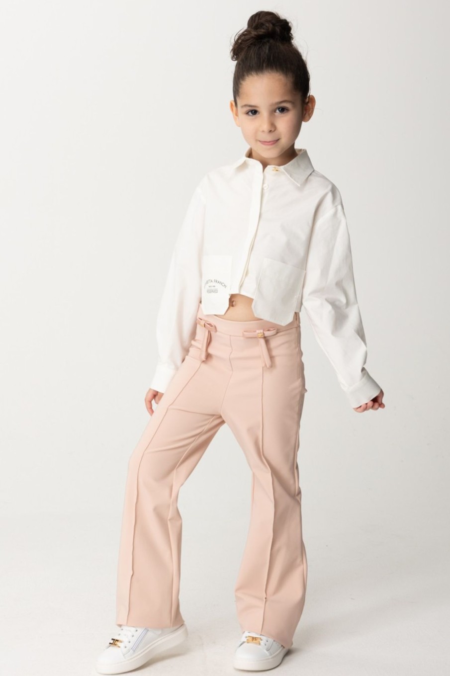 ELISABETTA FRANCHI BAMBINA Pantaloni Con Fiocchetti E Piping Desert Roses Clearance