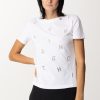 Elisabetta Franchi T-Shirt Con Ricamo Lettering Gesso Wholesale