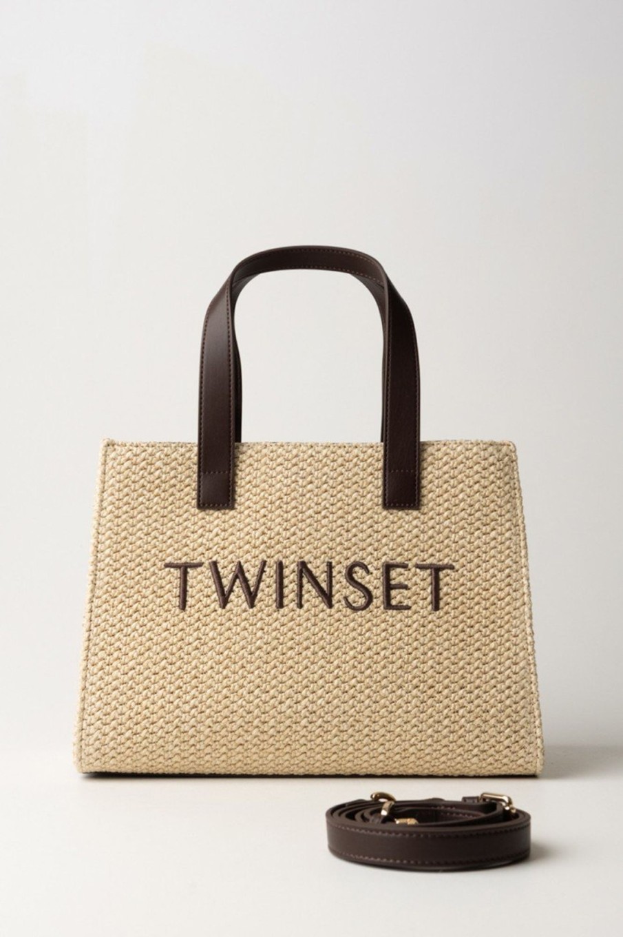 Twin-Set Borsa Media In Con Lettering Paglia Best