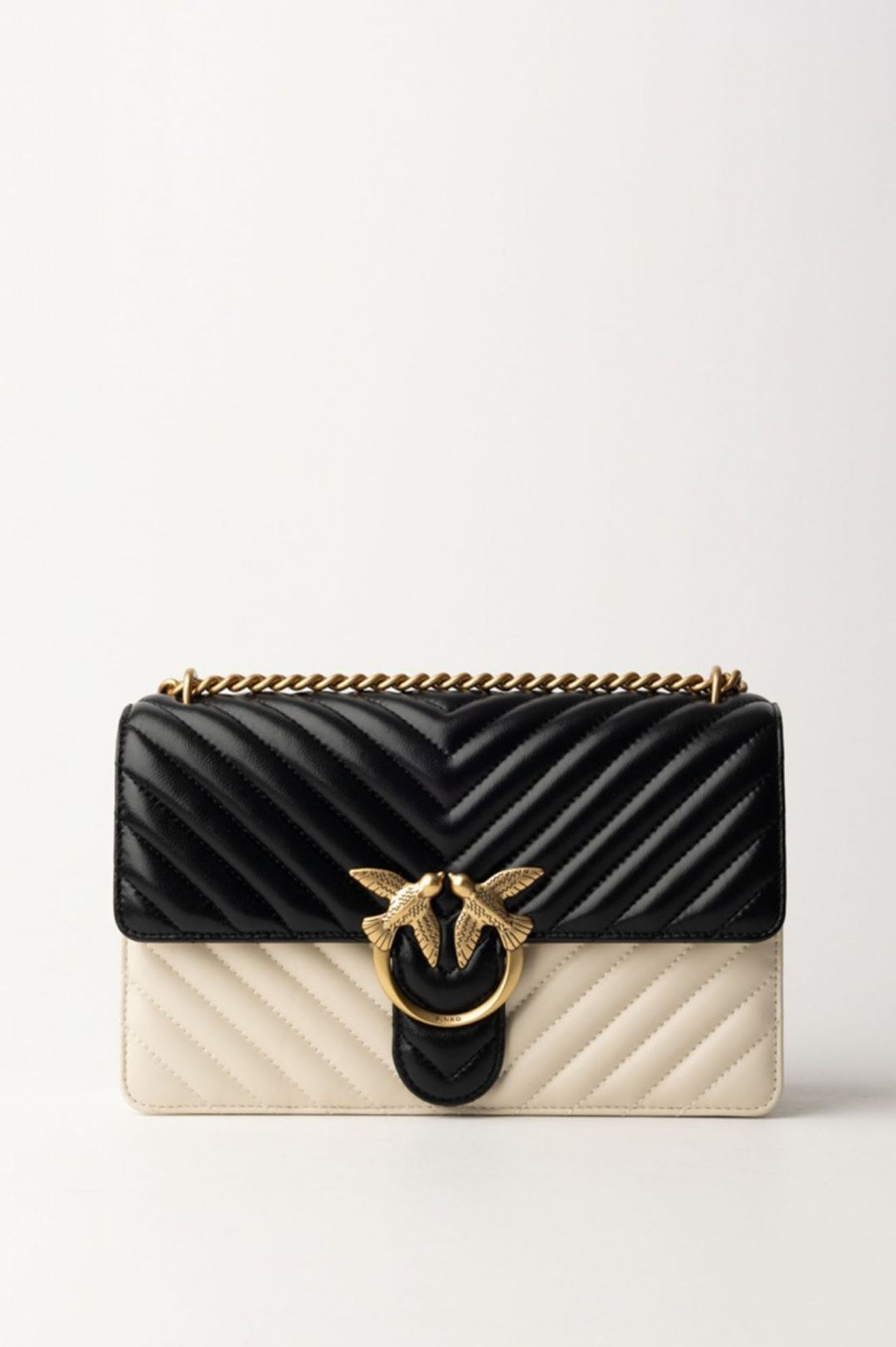 Pinko Borsa Love One Classic Bicolore Nero/Bianco-Antique Gold Online