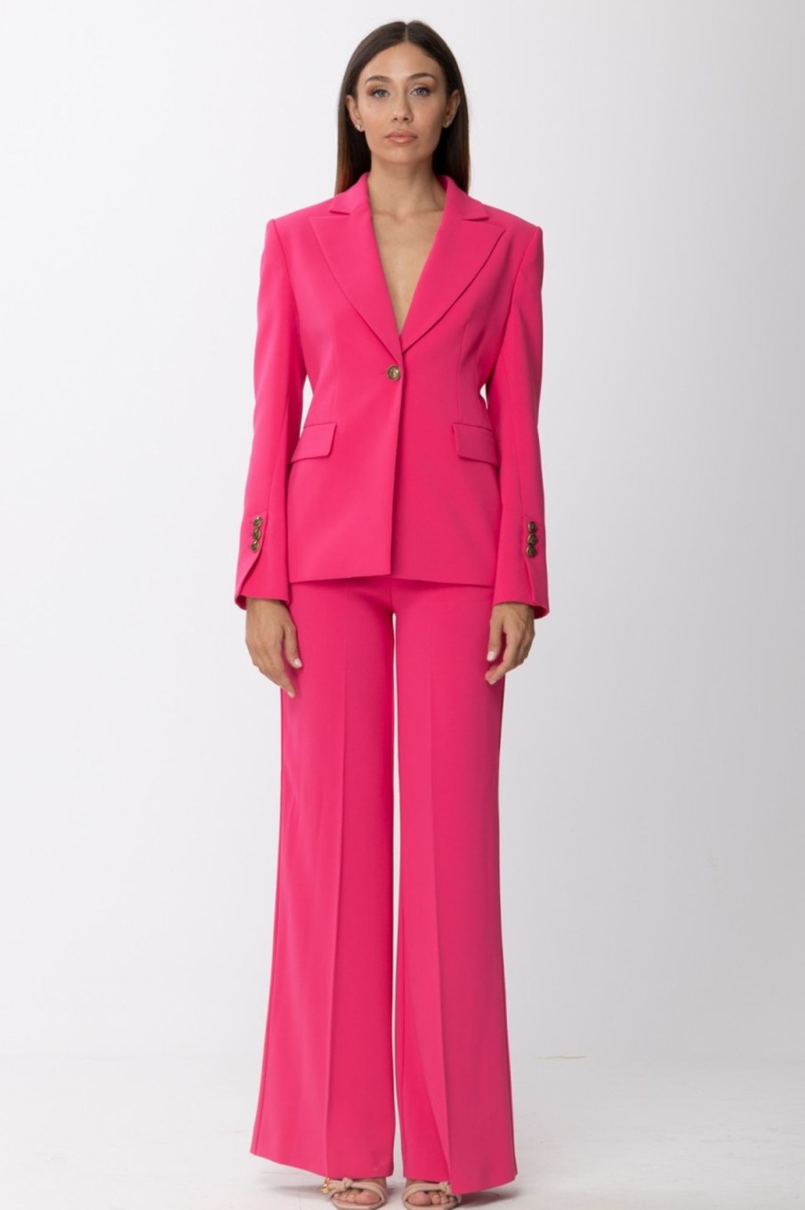 Pinko Pantaloni Palazzo Con Bottoni Magenta Wholesale