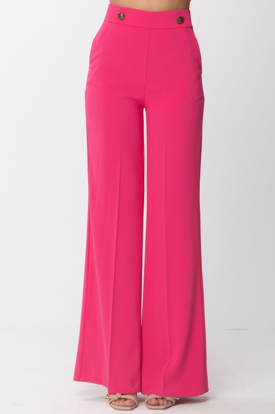 Pinko Pantaloni Palazzo Con Bottoni Magenta Wholesale