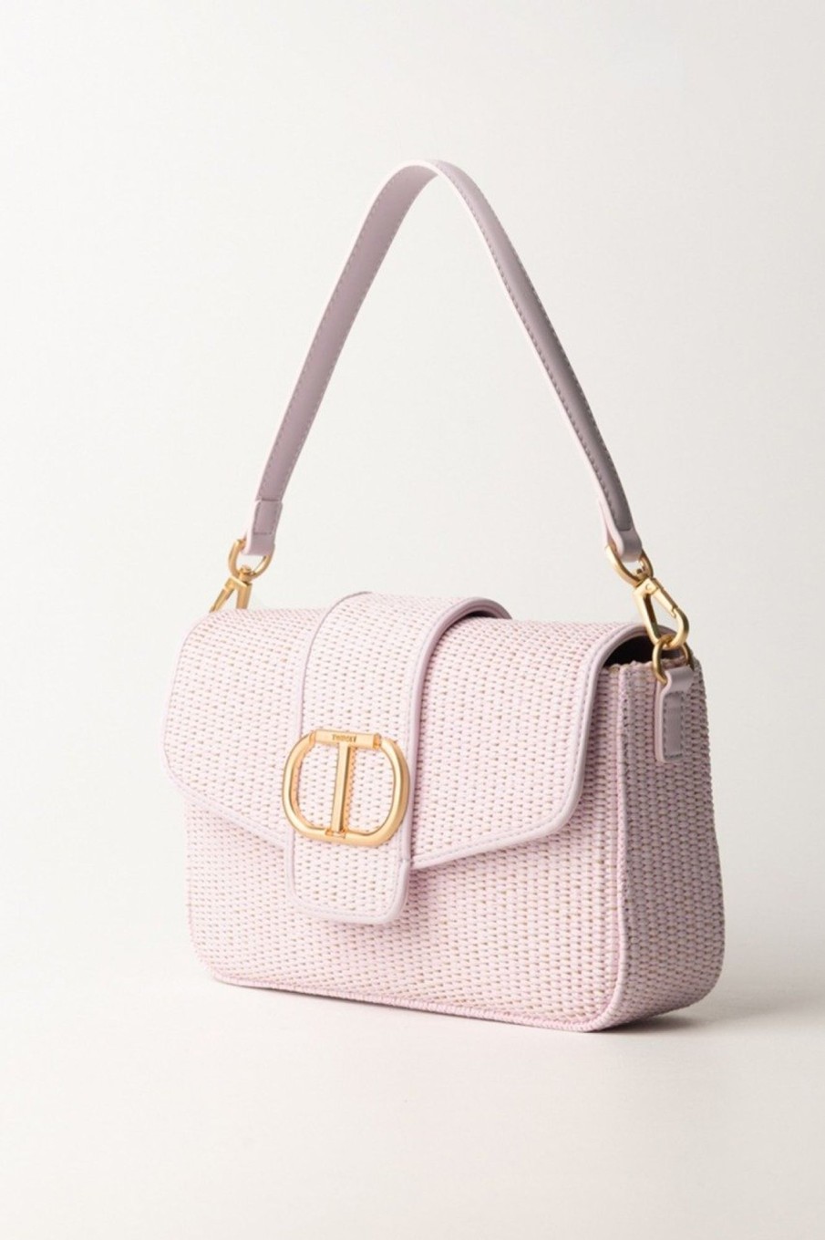 Twin-Set Borsa Amie In Rafia Pastel Pink Clearance