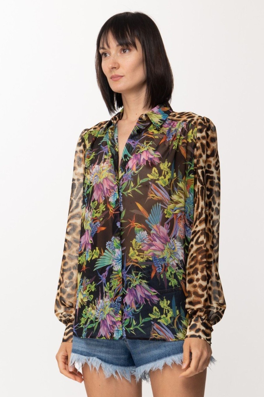 Just Cavalli Camicia Con Stampa Mix Black Wholesale