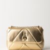 Patrizia Pepe Borsa Trapuntata Chevron Metal Solar Gold New