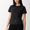 Pinko T-Shirt In Cotone Con Pattern In Strass Nero Limousine Hot