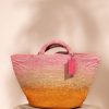 Manebi Borsa A Mano Panier In Raffia Pink/Orange Best