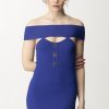 Elisabetta Franchi Mini Abito In Maglia Off-Shoulder Blue Indaco Best