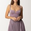 Elisabetta Franchi Miniabito In Velluto Con Gonna Pliss00E9 Candy Violet Online