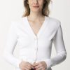 Elisabetta Franchi Cardigan Con Baschina E Finiture A Tubetti Avorio New