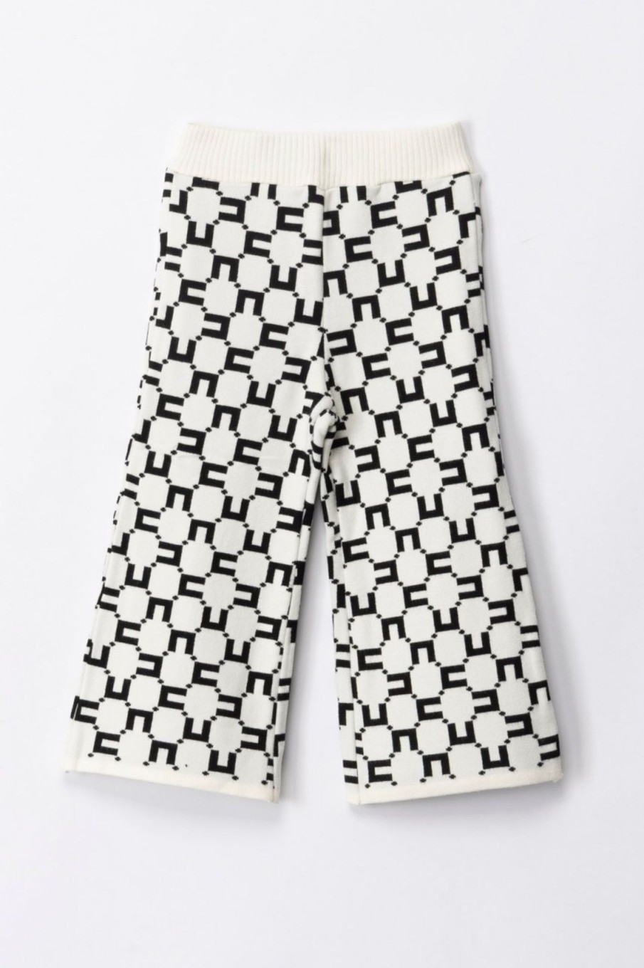 ELISABETTA FRANCHI BAMBINA Pantaloni A Zampetta Tricot Con Stampa Logo Butter/Black Online