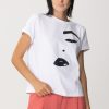 Twin-Set T-Shirt Stampa Volto Bianco Ottico New