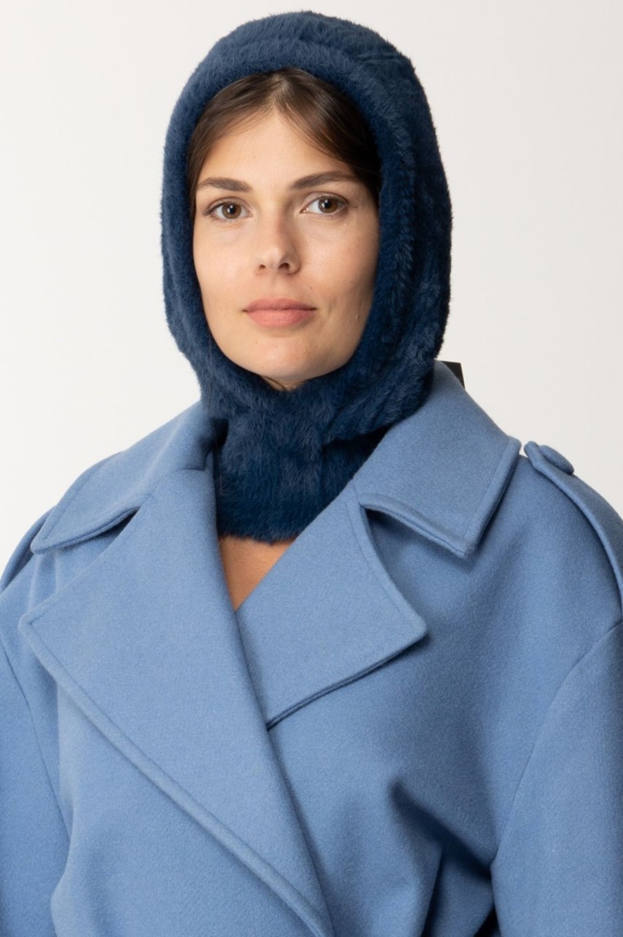 MONTEREGGI Cappello Balaclava In Maglia Celeste New